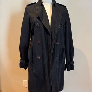 Elegant Black Double-Breasted Trench Coat